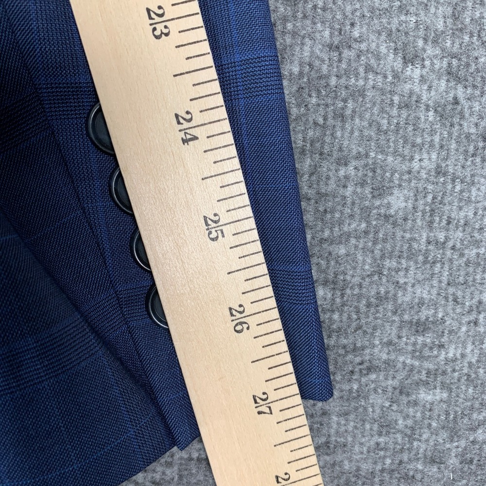 Jack Victor 2 Piece Suit Men 46L Blue Windowpane Wool Business Nepal CT - Picture 10 of 16
